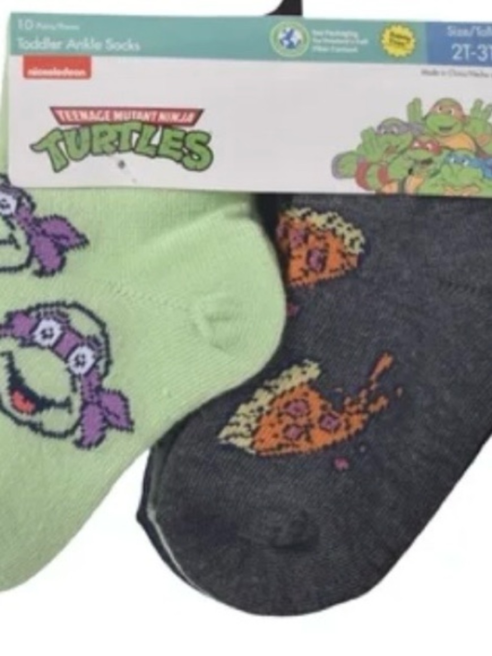 Teenage Mutant Ninja Turtles 10pk Toddler Ankle Socks - Light Green & Charcoal